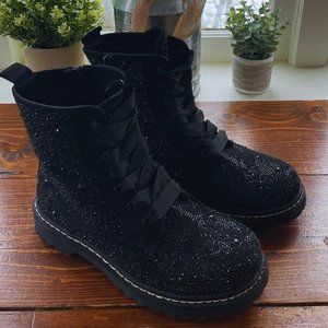 Torrid x Betsey Johnson NOWT 8.5 WW Sparkly Black Combat Boots